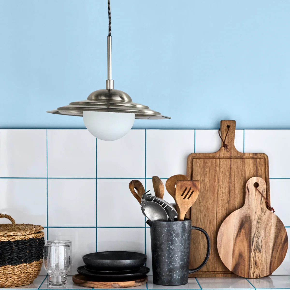 Lampe, HDCoin, Børstet sølvfinish;Mat hvid - Image 2